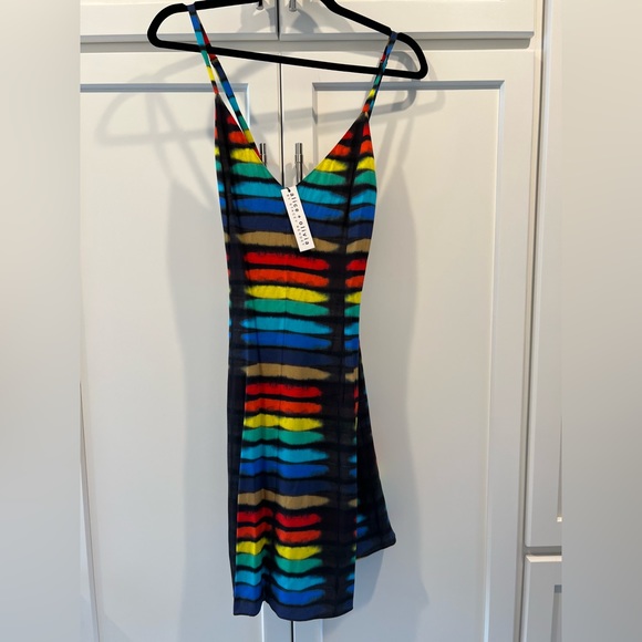 NWT. Alice + Olivia Alves Rainbow Tie-Dye Cross Cross Dress. NWT. - Picture 15 of 15